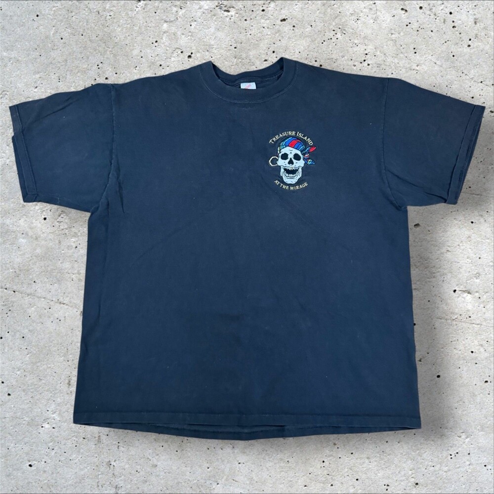 Vintage 90s Treasure Island At The Mirage Las Vegas Pirate Skull T Shirt XL